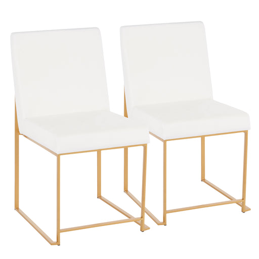 High Back Fuji Contemporary Dining Chair in Gold and White Velvet by LumiSource - Set of 2 - DTYStore
