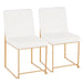 High Back Fuji Contemporary Dining Chair in Gold and White Velvet by LumiSource - Set of 2 - DTYStore