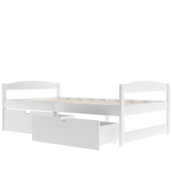 Twin Size Platform Bed, with two drawers, white - DTYStore