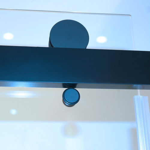56-60'W x 60'H Frameless Double Sliding Tub Shower Door, 304 Stainless Steel in Matte Black, 5/16' (8mm) Thick SGCC Tempered Clear Glass. - Image 5