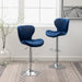 Ellston Upholstered Adjustable Swivel Barstools in Blue, Set of 2 - DTYStore
