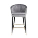 Contemporary Velvet Upholstered Counter Height Stool with Deep Channel Tufting and Gold Tipped, Black Metal Legs, 20' W x 21' D x 36.5' H, Gray - DTYStore
