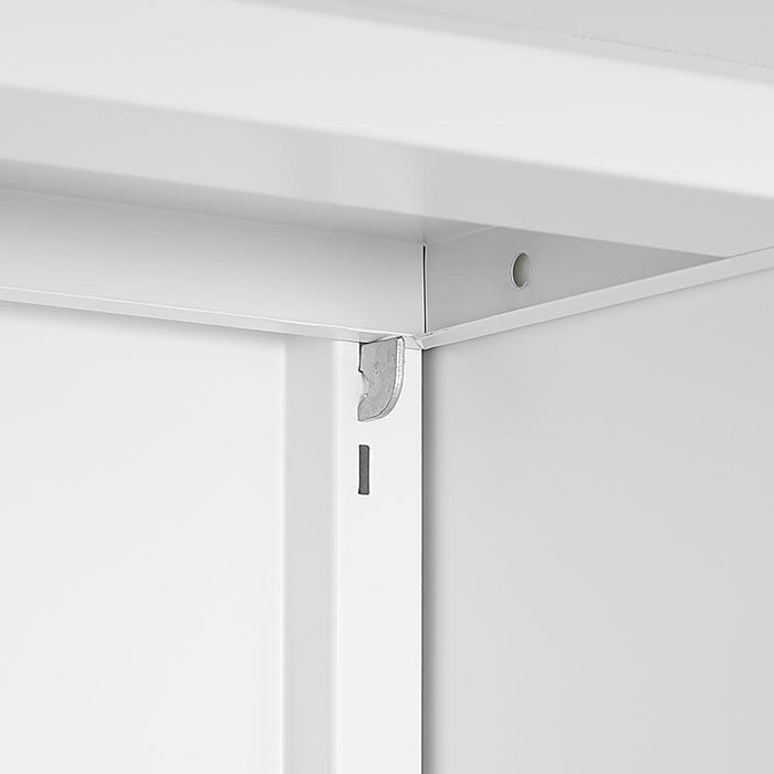 Metal Printer Stand with Storage Mobile Printer Tables for Small Spaces with Door Adjustable Shelf File Cabinet on Wheels for Home Office (White) - DTYStore