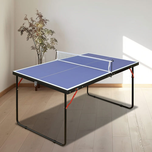 DOUBLE FISH Mid-Size Portable Ping Pong Table, 4ft Compact Foldable Table Tennis Table Set with Net, 2 Paddles & 3 Balls for Indoor Outdoor, Small Spaces And Apartments, Thickened Aluminum Frame - Image 4