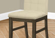 Dining Chair, 37' Height, Set Of 2, Upholstered, Dining Room, Kitchen, Cream Fabric, Grey Solid Wood, Transitional - DTYStore