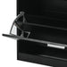 Slim Entryway Organizer with 2 Flip Drawers, Tempered Glass Top Shoe Storage Cabinet with Drawer, Free Standing Tipping Bucket Shoe Rack with LED Light for Hallway, Black - DTYStore