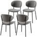 Grey Boucle Fabric Dining Chairs Set of 4, Mid-Century Modern Dining Chairs, Kitchen Dining Room Chairs, Curved BackrestUpholstered Boucle Dining Chair with Black Metal Legs - DTYStore