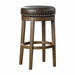 Round Swivel Bar Stools Set of 2, Brown Faux Leather 360-degree Swivel Seat Nailhead Trim Solid Wood Frame Brown Finish Furniture - DTYStore