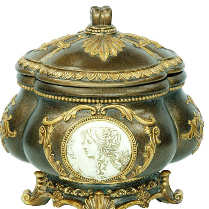 9" Tall Decorative Jewelry Box, Bronze finish - DTYStore