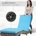 Outsunny Wicker Chaise Lounge Pool Chair, Outdoor PE Rattan Cushioned Patio Sun Lounger w/ 5-Level Adjustable Backrest & Wheels for Easy Movement, Sky Blue - DTYStore