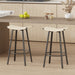 Counter Height Bar Stools Backless Handwoven Kitchen Dining Chairs with Round Footrest Set of 2 PVC Weaving Pub Stool for Indoor & Outdoor (Black & Creamy White) - DTYStore