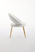 061-Set of 1 Teddy Fabric Dining Chairs With Curved Backrest and Golden Metal Legs for Kitchen or Dining Room ,White - DTYStore