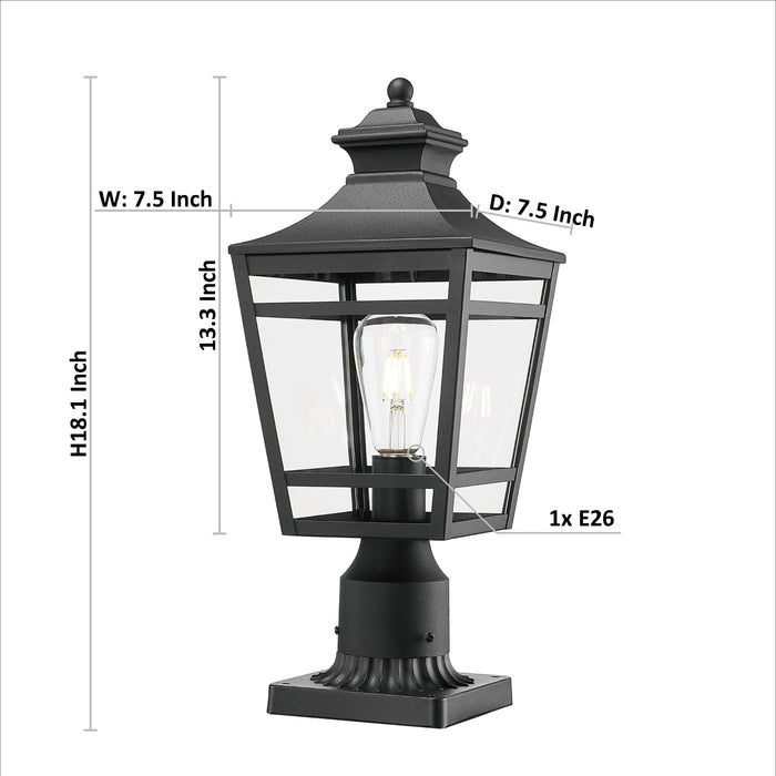 Large Outdoor Post Lights Lamp Post Light Fixture, 18inch Waterproof Aluminum Post Lamp with Clear Glass, Fence Post Deck Lighting for Garden, Patio, Pathway - DTYStore
