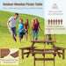 6-Person Circular Outdoor Wooden Picnic Table for Patio, Backyard, Garden, DIY w/ 3 Built-in Benches, 1720lb Capacity - Brown - DTYStore