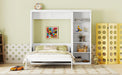 Queen Size Murphy Bed Wall Bed with Shelves,White - DTYStore