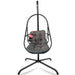 Swing Egg Chair with Stand Indoor Outdoor Wicker Rattan Patio Basket Hanging Chair with C Type bracket , with cushion and pillow,Patio Wicker folding Hanging Chair( Special construction cup holder - DTYStore
