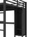 Metal Loft Bed with Wardrobe And L-shaped Desk, Queen Size Loft Bed with Storage Cubes and Shelves, Heavy Duty Loft Bed for Kids Teens Adults, Black - DTYStore