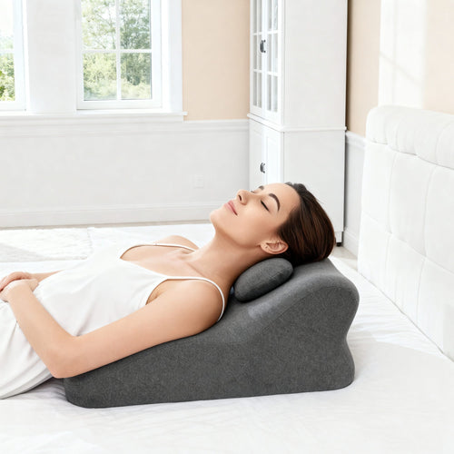 Ergonomic Spinal Posture Support Bed Pillow in Dark Grey with Multi-Functional Memory Foam Design - Image 4