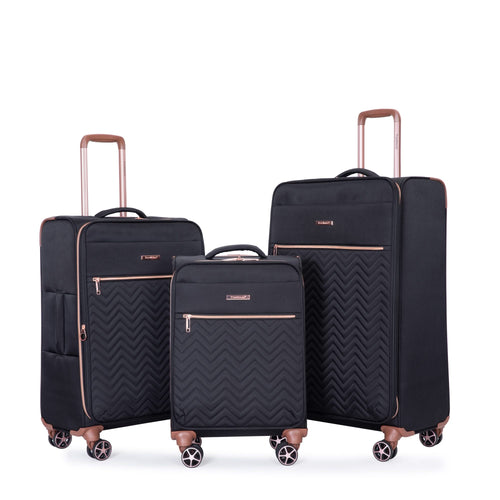 Lightweight Durable Black 4-Piece Softshell Suitcase Spinner Wheels Terylene Luggage Set - Image 5