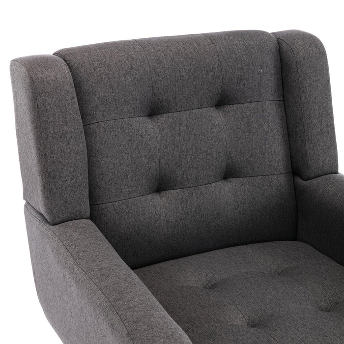 Modern Soft Linen Material Ergonomics Accent Chair Living Room Chair Bedroom Chair Home Chair With Black Legs For Indoor Home - DTYStore