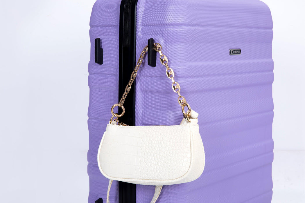 Expandable 3 Piece Luggage Sets PC Lightweight & Durable Suitcase with Two Hooks, Spinner Wheels, TSA Lock, (21/25/29) Purple - DTYStore