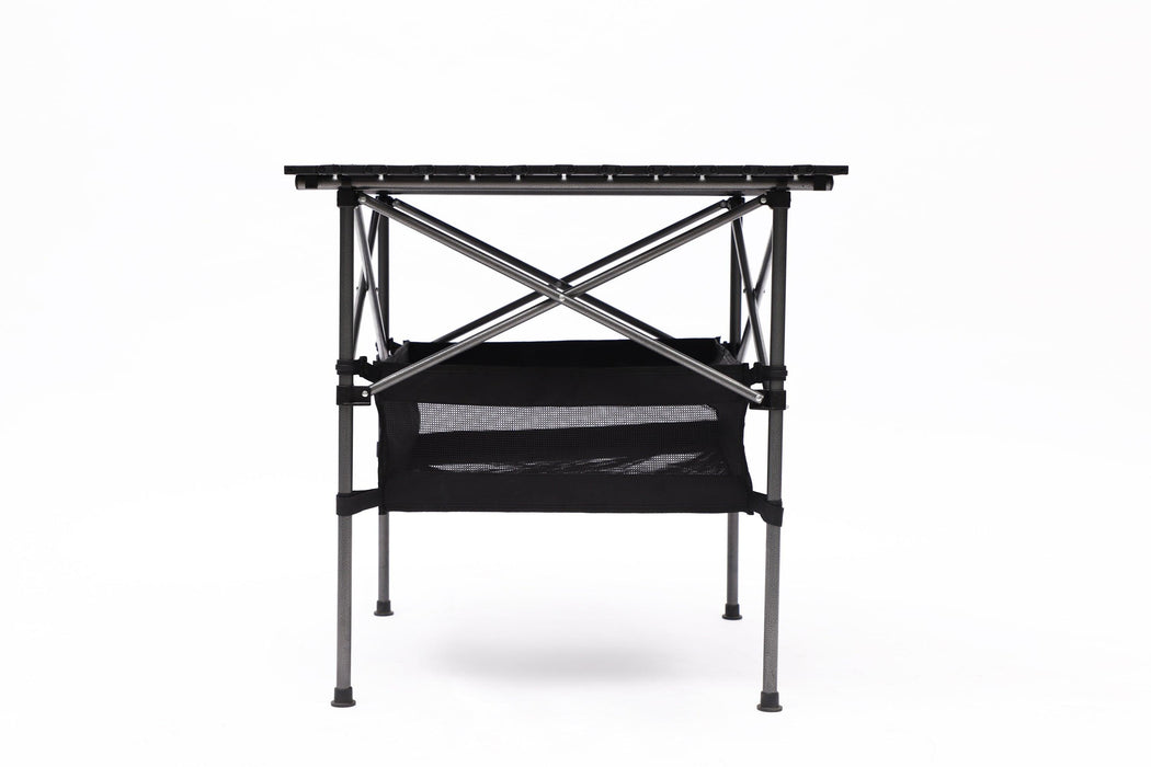 1-piece Folding Outdoor Table with Carrying Bag,Lightweight Aluminum Roll-up Square Table for indoor, Outdoor Camping, Picnics, Beach,Backyard, BBQ, Party, Patio, 27.56X27.56X27.56in, Black - DTYStore