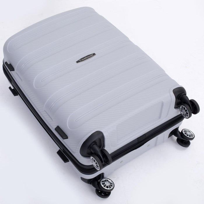 Hardshell Suitcase Spinner Wheels PP Luggage Sets Lightweight Durable Suitcase with TSA Lock,3-Piece Set (20/24/28) ,Silver - DTYStore