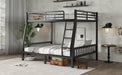 Full XL Over Queen Metal Bunk Bed with Ladder and Slats Support for Adults Teens, Black(Old SKU W2580S00002) - DTYStore