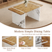 Table And Chair Set.Natural Wood Grain MDF Dining Table - 55'x31.5' Inch.Paired With 6 Modern Style Dining Chairs in White, Essential for Minimalist Homes.Blending into Various Home Environments. - DTYStore