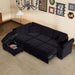 Sleeper Sectional Sofa, L-Shape Corner Couch Sofa-Bed with Storage Ottoman & Hidden Arm Storage & USB Charge for Living Room Apartment, Black - DTYStore