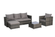 3 Pieces Patio Furniture Set,Outdoor Woven Sectional L- Shaped Patio Furniture ,Wicker Conversation Set with single sofa, and Detachable Lounger &Coffee Table for Backyard Poolside - DTYStore