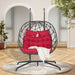 Double Egg Chair with Stand Hanging Indoor Outdoor Wicker Rattan Patio Basket Egg Swing Chair Hammock Egg Chairs with UV Resistant Cushions 600 lbs for Bedroom Balcony Patio - DTYStore