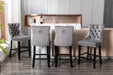 Contemporary Velvet Upholstered Barstools with Button Tufted Decoration and Wooden Legs, and Chrome Nailhead Trim, Leisure Style Bar Chairs,Bar stools, Set of 2 (Gray),SW1902GY - DTYStore