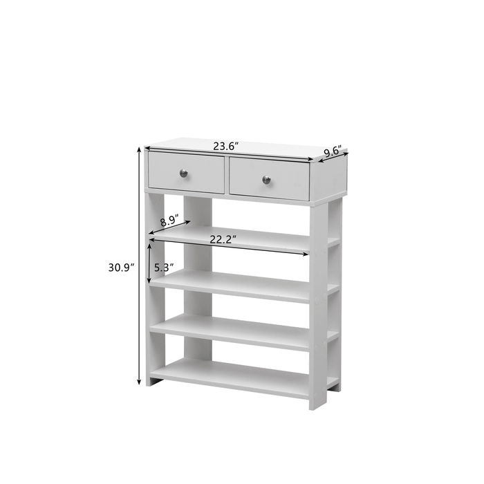 Storage Rack Storage Organiser in the Entryway Economical Home Shoe Rack Multi-Layer Shoe Cabinet,bring 2 drawers ,Very Suitable for Entrance Hallway (White) - DTYStore