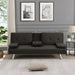 Sofa Bed with Armrest two holders WOOD FRAME, STAINLESS LEG, FUTON BROWN PVC,DARK BROWN - DTYStore