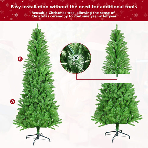 5FT Classic Pencil Christmas Tree is an 60-inch classic pencil-shaped Christmas tree suitable for both Halloween and Christmas. It features dense branches for realistic Christmas decorations - Image 8