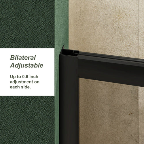 60.in W x 72.in H Single Sliding Shower Door, 1/5 inch Thick Clear Tempered Glass Shower Door with Stainless Steel Handle, Black - Image 6