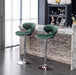 Masaccio Velvet Upholstered Adjustable Swivel Barstool, Set of 2, Green - DTYStore