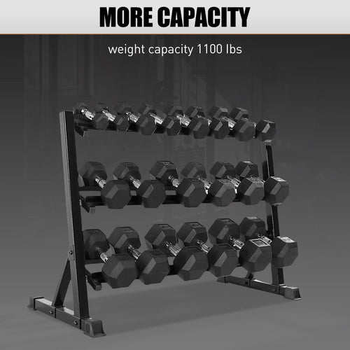 3-Tier Dumbbell Rack Stand: Holds 5-50lb weights with a 1100 lb max capacity. Designed specifically for dumbbell storage. - Image 7
