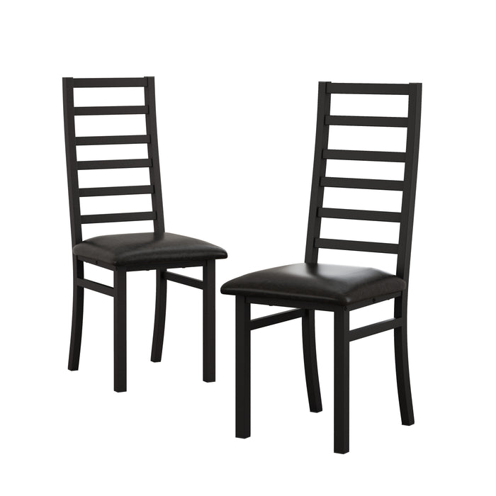 Metal Dining Chairs Set of 2, Steel Legs and PU Leather Seats, High Back Armless Dining Chairs, for Kitchen, Living Room, Black