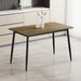 Modern minimalist walnut wood grain tabletop dining table and chair 4-piece set, stylish dining table, kitchen dining table, black metal leg design, suitable for 4-6 people dining