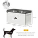 Dog Feeding Station with Storage Drawer, Dog Food Storage Cabinet with 2 Removable Elevated Dog Bowls for Large Sized Dogs, White - DTYStore