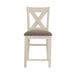 Set of 2 Counter Hight Chairs with X-Cross Back, White and Grey - DTYStore