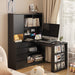 L Shaped Desk,Computer Desk with Drawers,Bookshelf & Hutch,with LED Light,Modern Corner Desk,Home Office Desk,L-Shaped Study Table Writing Desk,Corner Gaming Computer Desk with Storage - DTYStore