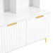 Modern Large Storage Hall Tree with Bench, Multi-functional Storage Bench with High Gloss Fluted Doors, Luxurious Coat Rack with 6 Gold Hooks and Legs for Entryway, Living Room, White - DTYStore