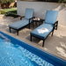 3PC Outdoor Aluminum Patio Furniture Chaise Lounge Set, 2 Chaise & 1 End Table with Modern Tapered Feet,Pneumatic Adjustable Backrest for Effortless Reclining, Wheels, Sunbrella Cushion, Ember Black - DTYStore