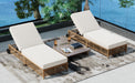 Outdoor Lounge Chair, Patio Chaise Lounge with 5-Position Backrest, Rattan Outdoor Lounge Chair with Cushion and Wheels for Poolside, Backyard, Garden (Natural+Beige) - DTYStore