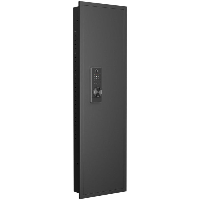 53" Fingerprint Touch Panel In-Wall Safe,Hidden Wall Gun Safe for Rifles with Adjustable Shelves,Assembled Storage Multifunctional Wall Safe for Firearm and Valuables (Black-Fingerprint) - DTYStore