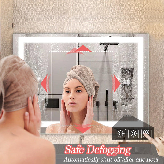 LED Bathroom Mirror 48x 36 Inch with lights, anti-Fog & Dimming Led Bathroom Vanity Mirror - DTYStore