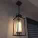 Outdoor Pendant Lights for Porch, Black Exterior Chandelier for Gazebo, Modern Outside Hanging Lanterns Outdoor Ceiling Light Fixture with Ribbed Glass for House Patio, Anti-Rust Waterproof (1 pack) - DTYStore